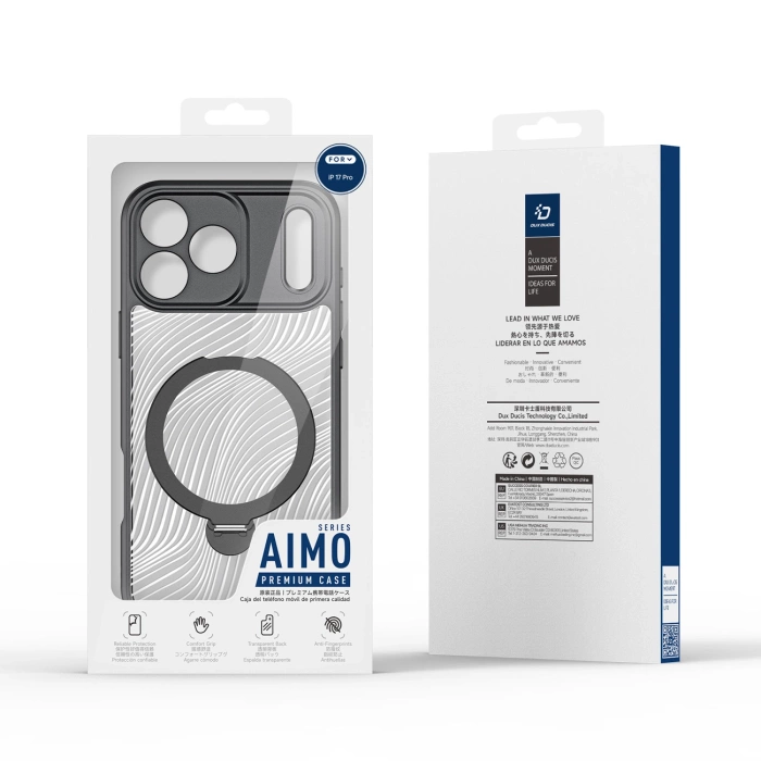 Etui Dux Ducis Aimo Mag z pierścieniem magnetycznym i podstawką na iPhone 17 Pro – czarne