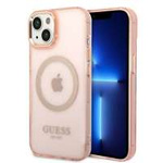 Guess GUHMP14SHTCMP iPhone 14 6,1" różowy/pink hard case Gold Outline Translucent MagSafe
