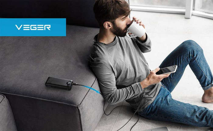 VEGER powerbank 20000 mAh PD QC3.0 2A 20W L20S (VP2039PD / W2039PD) czarny