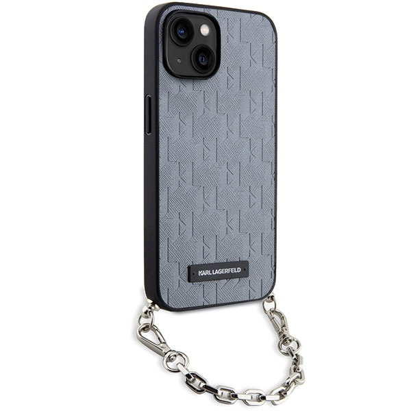 Etui Karl Lagerfeld KLHCP14SSACKLHPG iPhone 14 6.1" srebrny/silver hardcase Saffiano Monogram Chain Case