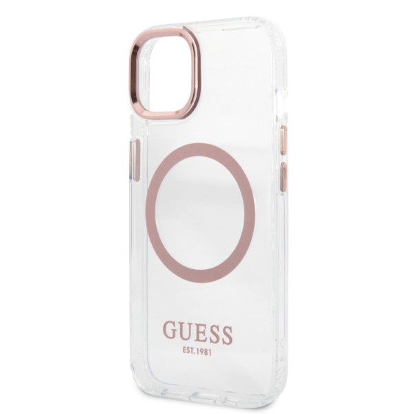 Etui GUESS Apple iPhone 13 Metal Outline Magsafe Różowy Hardcase