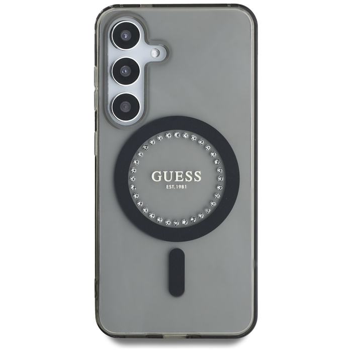 Etui Guess Rhinestones Printed Classic    Logo MagSafe Samsung Galaxy S25 czarny