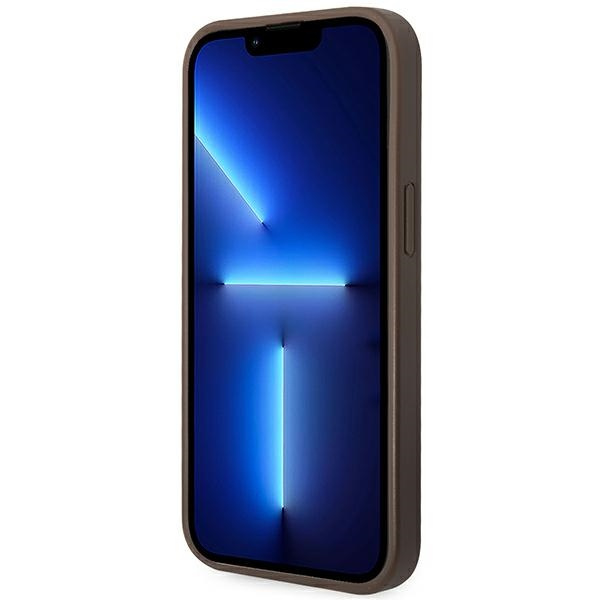 Etui GUESS Apple iPhone 14 4G Metal Gold Logo Brązowy Hardcase