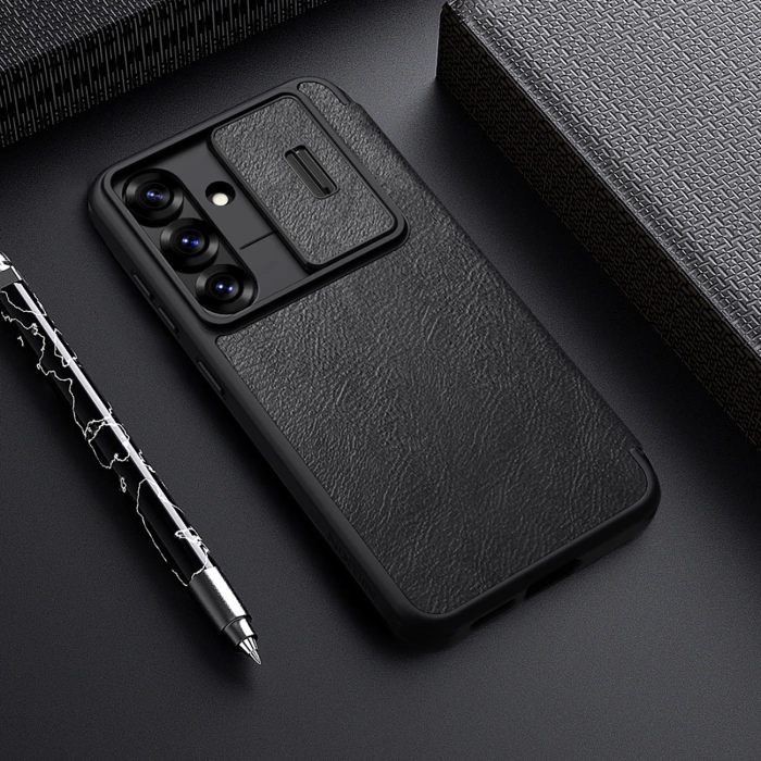 Nillkin Qin Pro Leather Case Samsung S25+, BLACK / CZARNY