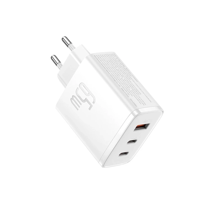 Ładowarka sieciowa Baseus OS-Cube Pro 2 x USB-C + USB, 65W (biała)