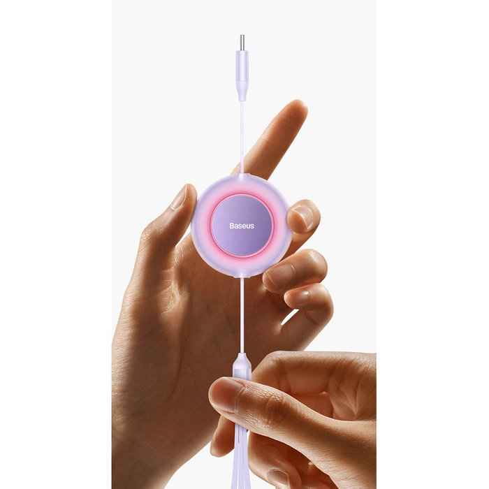 Baseus Bright Mirror 2 zwijany kabel przewód 3w1 USB Typ C - micro USB + Lightning + USB Typ C 3.5A 1.1m fioletowy (CAMJ010205)