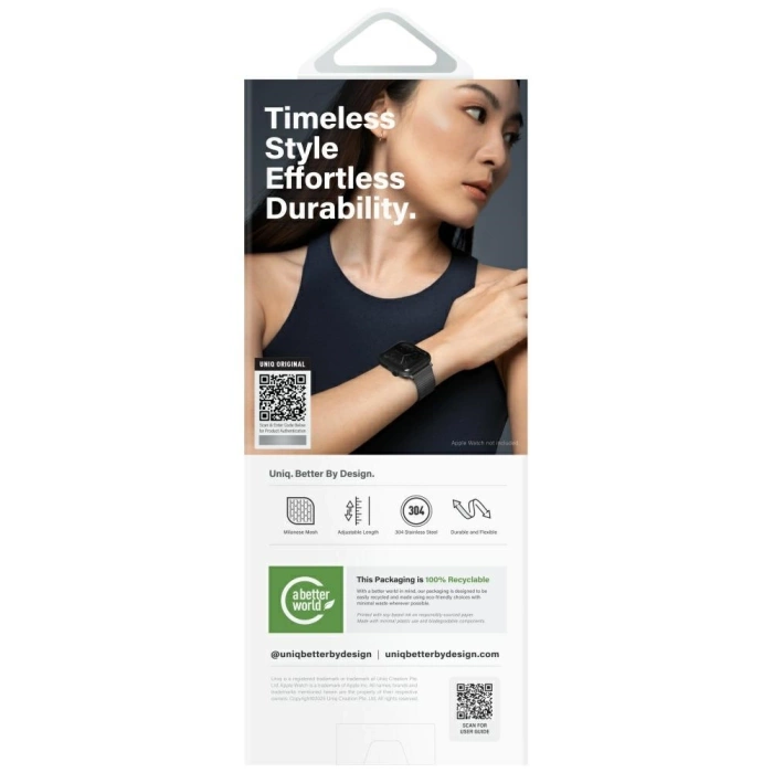 Pasek UNIQ Dante Pro do Apple Watch       42/41/40mm Stainless Steel grafitowy czarny