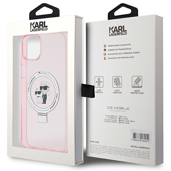 Etui Karl Lagerfeld KLHMP15MHMRSKCP iPhone 15 Plus 6.7" różowy/pink hardcase Ring Stand Karl&Choupettte MagSafe Case