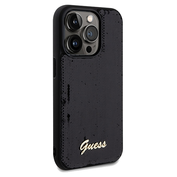 Etui Guess GUHCP14XPSFDGSK iPhone 14 Pro Max 6.7" czarny/black hardcase Sequin Script Metal Case