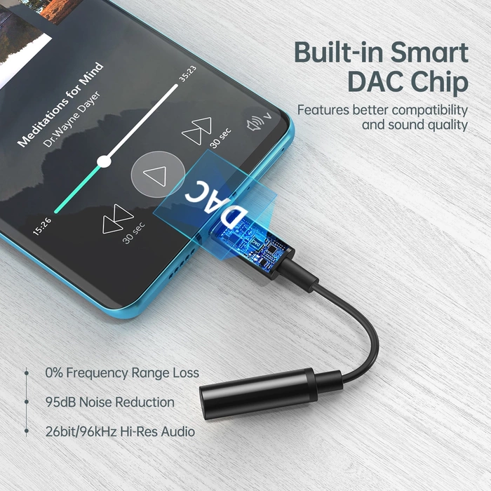 Adapter Choetech AUX003 USB-C do 3.5mm Audio Jack Adapter (czarny)