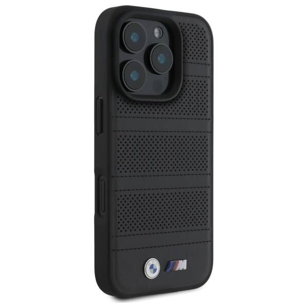 Etui BMW iPhone 16 Pro Max 6.9" czarny/black hardcase M Perforated And Stitched Line MagSafe