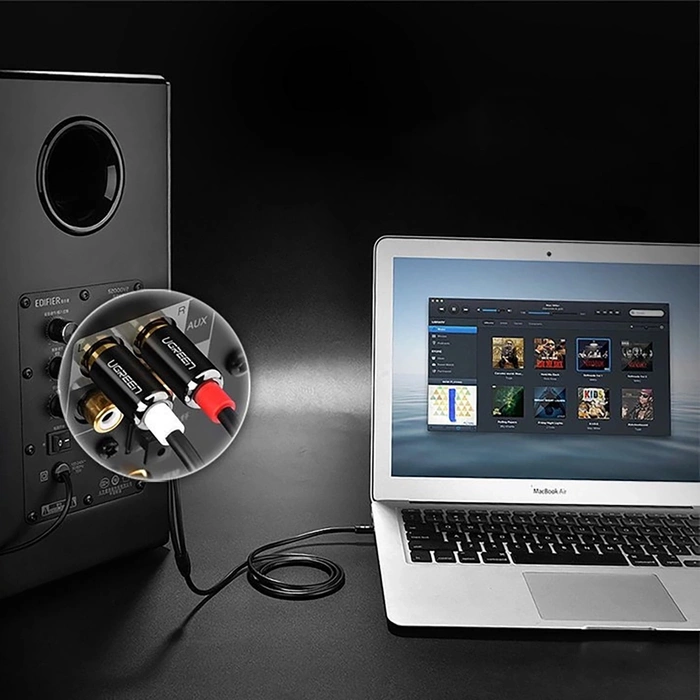 Ugreen kabel przewód audio 3,5 mm mini jack - 2RCA 1,5m czarny (AV116)