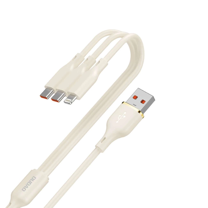 Kabel 3w1 Dudao L7SE USB-C - USB-C / Lightning / micro USB 66W 1.2m - beżowy