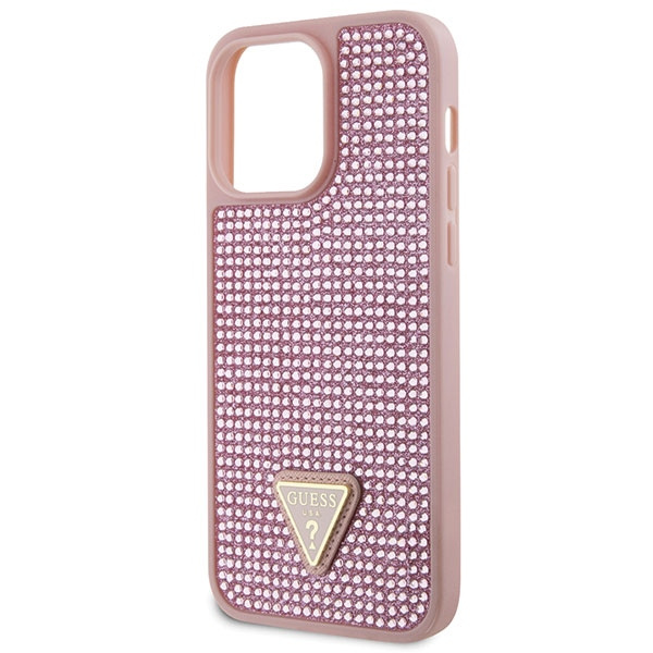 Etui Guess GUHCP14XHDGTPP iPhone 14 Pro Max 6.7" różowy/pink hardcase Rhinestone Triangle Case