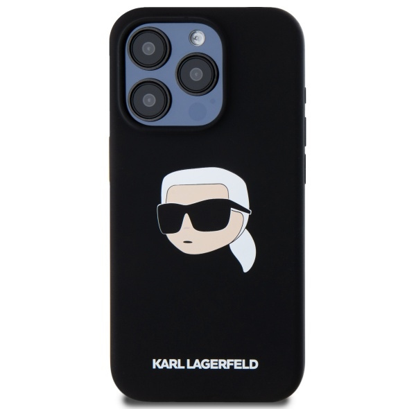Karl Lagerfeld KLHMP15LSKHPPLK iPhone 15  Pro 6.1" czarny/black hardcase Silicone Karl Head Print MagSafe