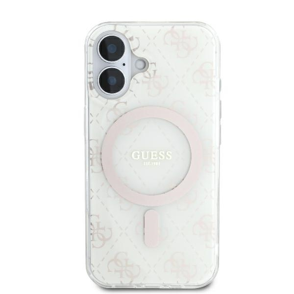 Etui Guess iPhone 16 6.1" biały/white hardcase IML 4G Background MagSafe