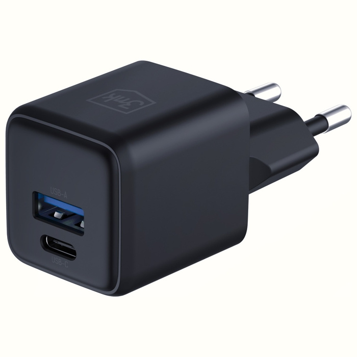 Ładowarka sieciowa 3MK Hyper GaN Charger 20W 1xUSB-A 1XUSB-C PD QC4+ czarny