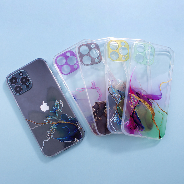 Etui Marble Case do iPhone 13 Pro Max żelowy pokrowiec marmur pomarańczowy