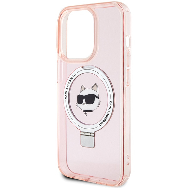 Etui Karl Lagerfeld KLHMP15XHMRSCHP iPhone 15 Pro Max 6.7" różowy/pink hardcase Ring Stand Choupette Head MagSafe Case