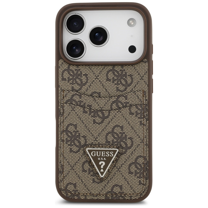 Etui Guess 4G Double Card Triangle do    iPhone 17 Pro brązowy