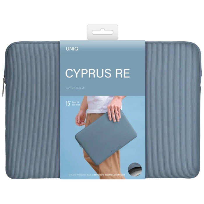 Torba na laptopa UNIQ Cyprus Ridge       Edition Laptop Sleeve 16" water-resistant neoprene niebieski