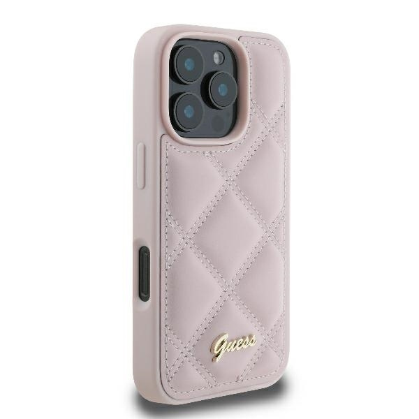 Etui Guess iPhone 16 Pro Max 6.9" różowy/pink hardcase Quilted Metal Logo