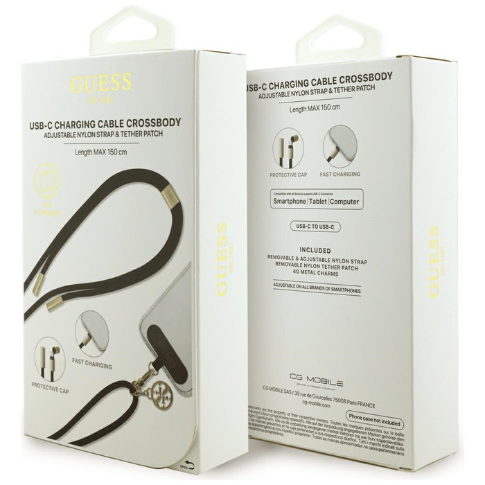 Kabel Guess CBDY 4G Charm USB-C/USB-C    150cm czarny