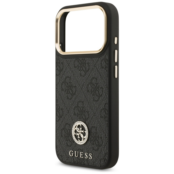 Etui Guess 4G Strass Logo & Big Strap    Metal Buttons MagSafe do iPhone 17 Pro czarny