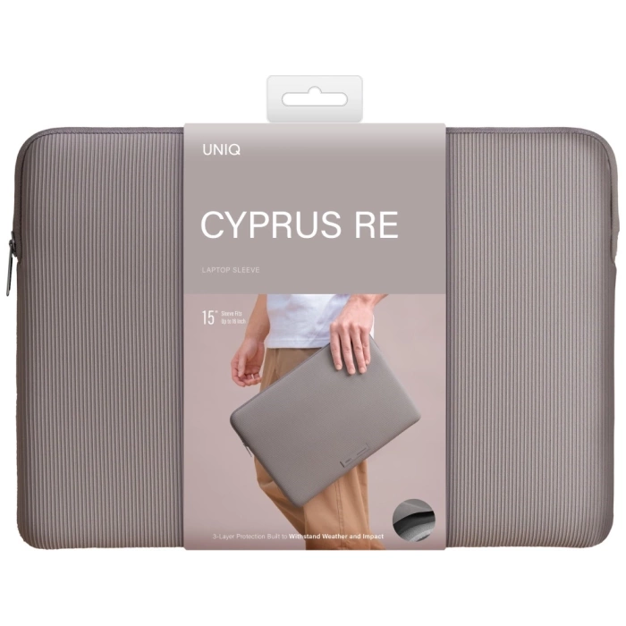Torba na laptopa UNIQ Cyprus Ridge       Edition Laptop Sleeve 16" water-resistant neoprene szary