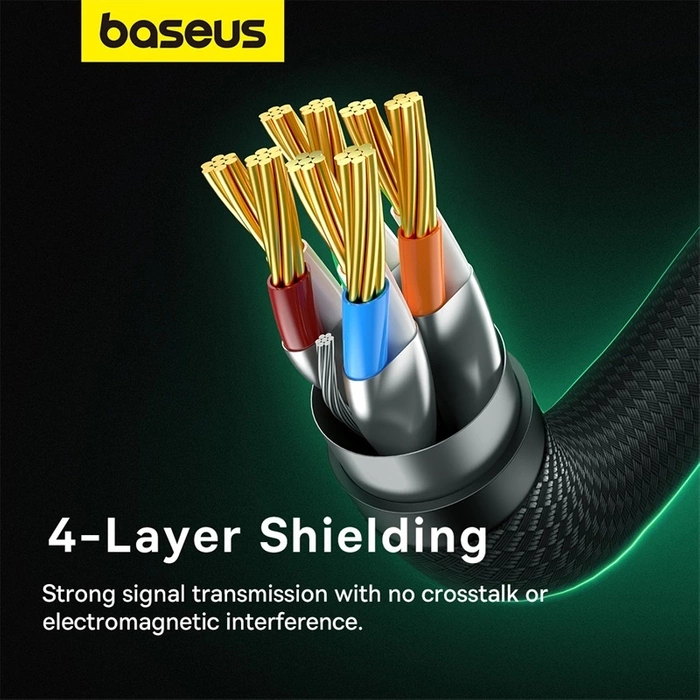 Kabel sieciowy w oplocie kat. 8 Baseus Ethernet RJ45, 40Gbps, 10m (czarny)