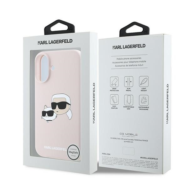 Etui Karl Lagerfeld iPhone 16 Plus różowy/pink HC MagSafe Sil Double Heads Print