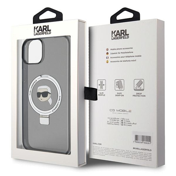 Etui Karl Lagerfeld KLHMP15SHMRSKHK iPhone 15 6.1" czarny/black hardcase Ring Stand Karl Head MagSafe Case