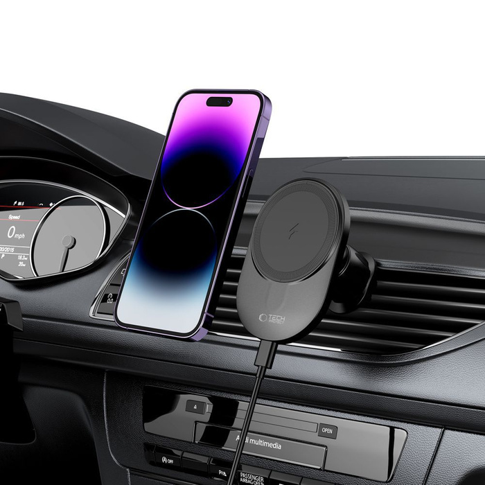 UCHWYT TECH-PROTECT MM15W-V1 MAGNETIC MAGSAFE VENT CAR MOUNT WIRELESS CHARGER 15W BLACK