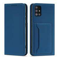 Magnet Card Case etui do Samsung Galaxy A12 5G pokrowiec portfel na karty kartę podstawka niebieski
