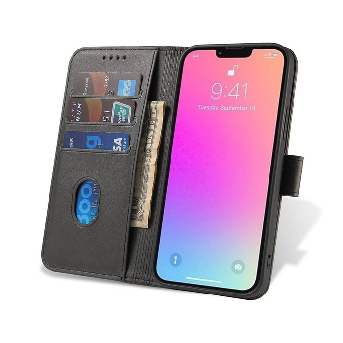 Etui Magnet Case etui do Xiaomi Redmi Note 12 pokrowiec z klapką portfel podstawka czarne Case
