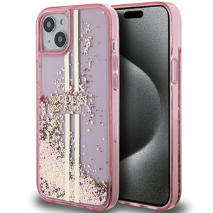 Etui Guess GUHCP15MLFCSEGP iPhone 15 Plus / 14 Plus 6.7" różowy/pink hardcase Liquid Glitter Gold Stripes Case