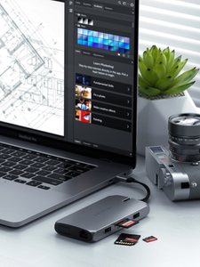 Satechi on the go multiport - adapter do urządzeń mobilnych USB-C (USB-C PD, 2x USB-A, HDMI 4K, VGA, Ethernet, czytnik kart micro/SD) (space gray)