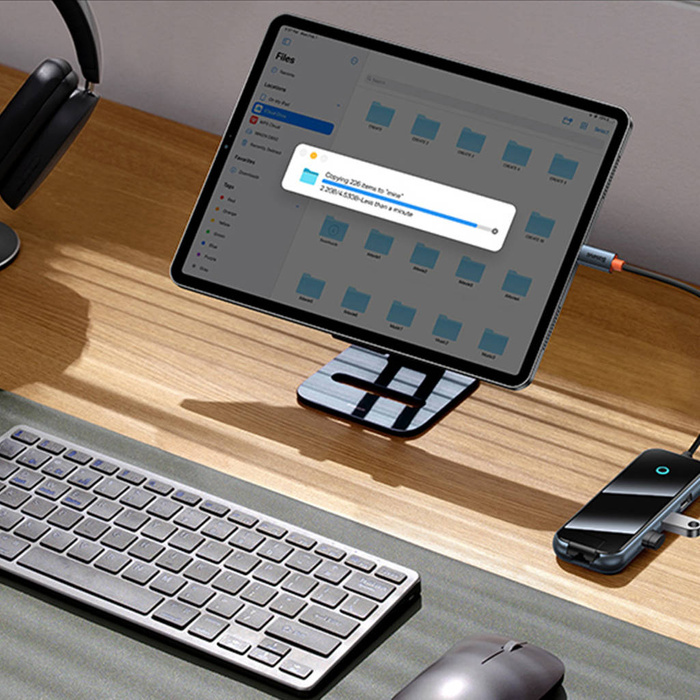 Baseus AcmeJoy HUB 4-Portowy USB-C do 1xUSB-C / 4xUSB3.0 ciemnoszary