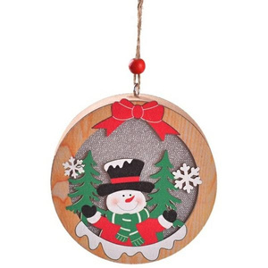 Lampka Świąteczna Drewniana Bałwanek -   Okrągła