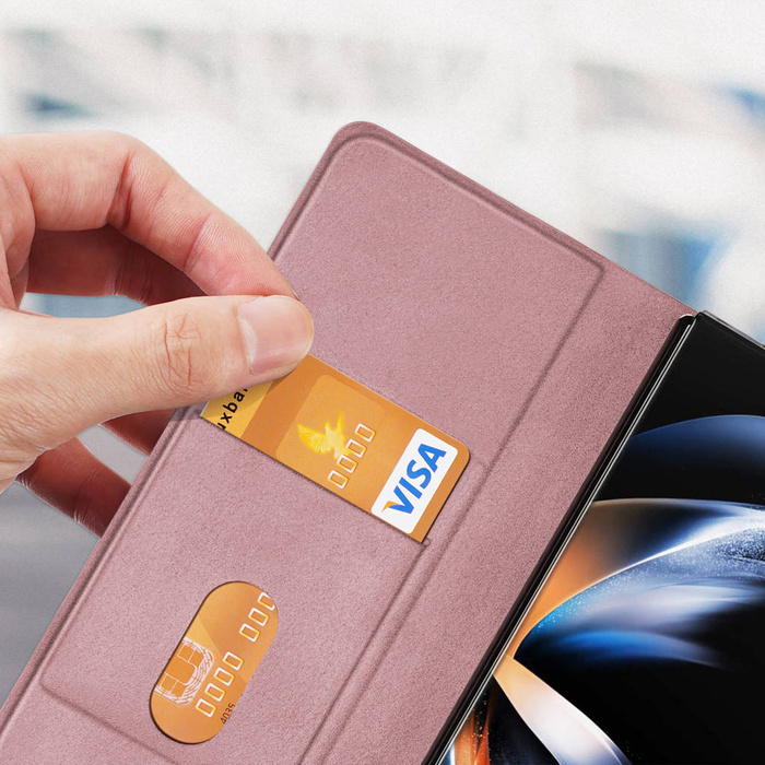 Etui Skórzane etui z klapką i portfelem do Samsung Galaxy Z Fold 5 5G Dux Ducis Bril - różowe Case