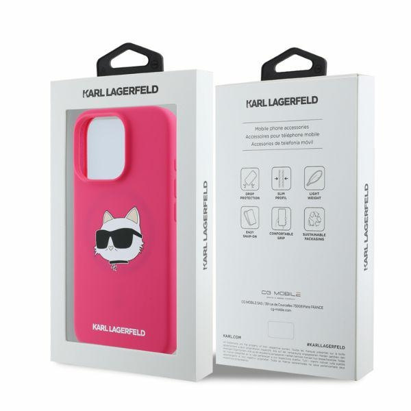 Etui Karl Lagerfeld iPhone 16 Pro Max fuksja/fuschia HC MagSafe Sil Choupette Head Print