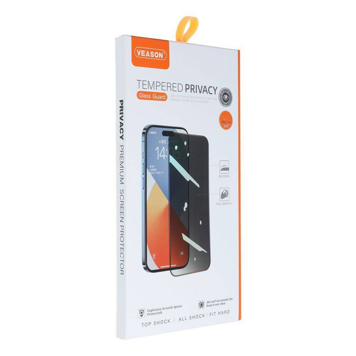 Szkło Hartowane 6D Pro Veason Privacy Glass - do Iphone 13 / 16e (SE 4 2025) czarny