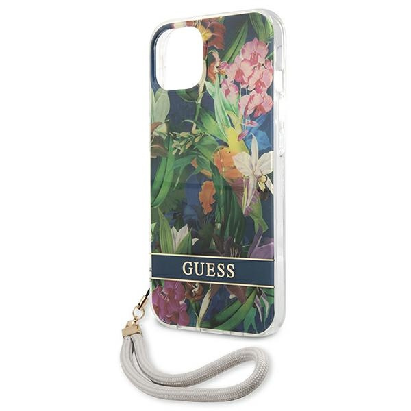 Etui GUESS Apple iPhone 13 Flower Strap Niebieski Hardcase