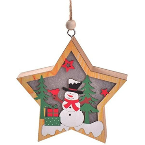 Lampka Świąteczna Drewniana Bałwanek -   Gwiazdka