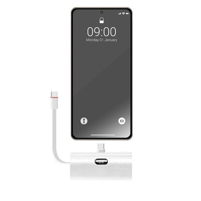 Powerbank Forcell F-Energy Power Plug F5K3 PD 20W 5000 mAh z wbudowanym złączem USB C biały