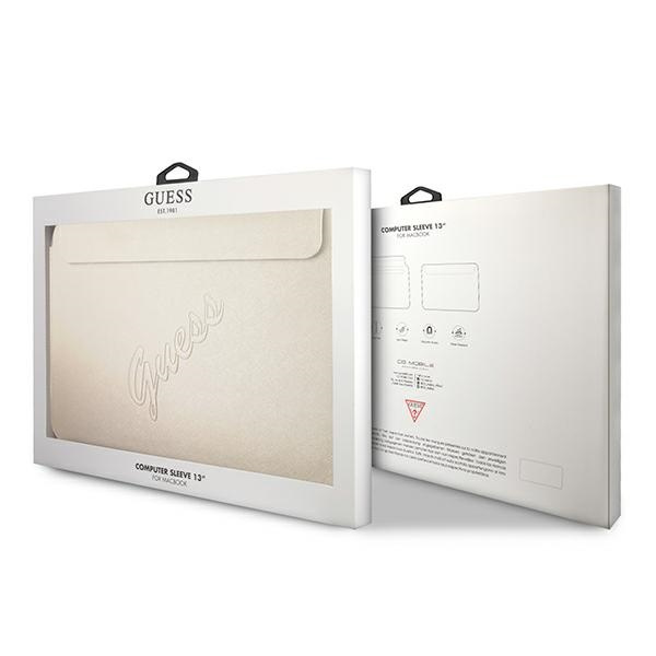 Etui GUESS Laptop Tablet 13 Sleeve Saffiano Script Złoty Case