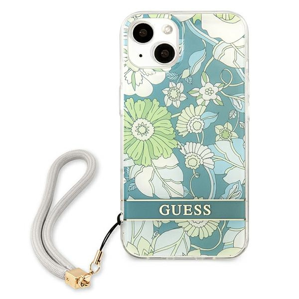 Etui GUESS Apple iPhone 13 Flower Strap Zielony Hardcase
