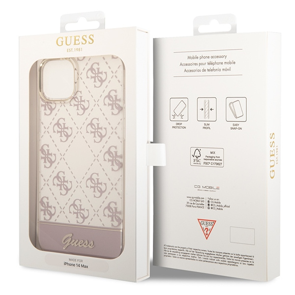 Etui GUESS Apple iPhone 14 Plus 4G Pattern Script Różowy Hardcase