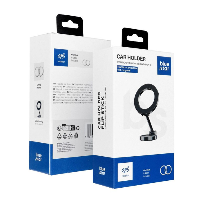 BLUE STAR magnetyczyny uchwyt samochodowy FLIP STICK kompatybilny z MagSafe do deski / biurka czarny