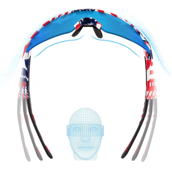 Okulary rowerowe Rockbros polaryzacyjne z ochroną UV i wkładką korekcyjną niebieskie szkła - wzór USA - białe